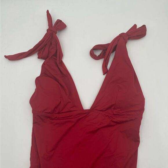MEI L’ANGE Swimsuit One Piece Red Eve Bow Tie Swim Beach NWT Extra Large - Picture 8 of 13